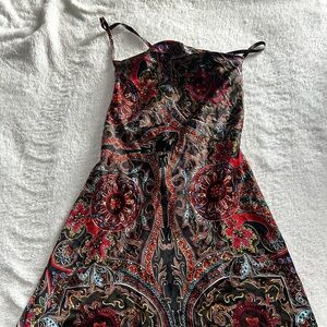 SHEIN Red and Black Paisley Mini Dress